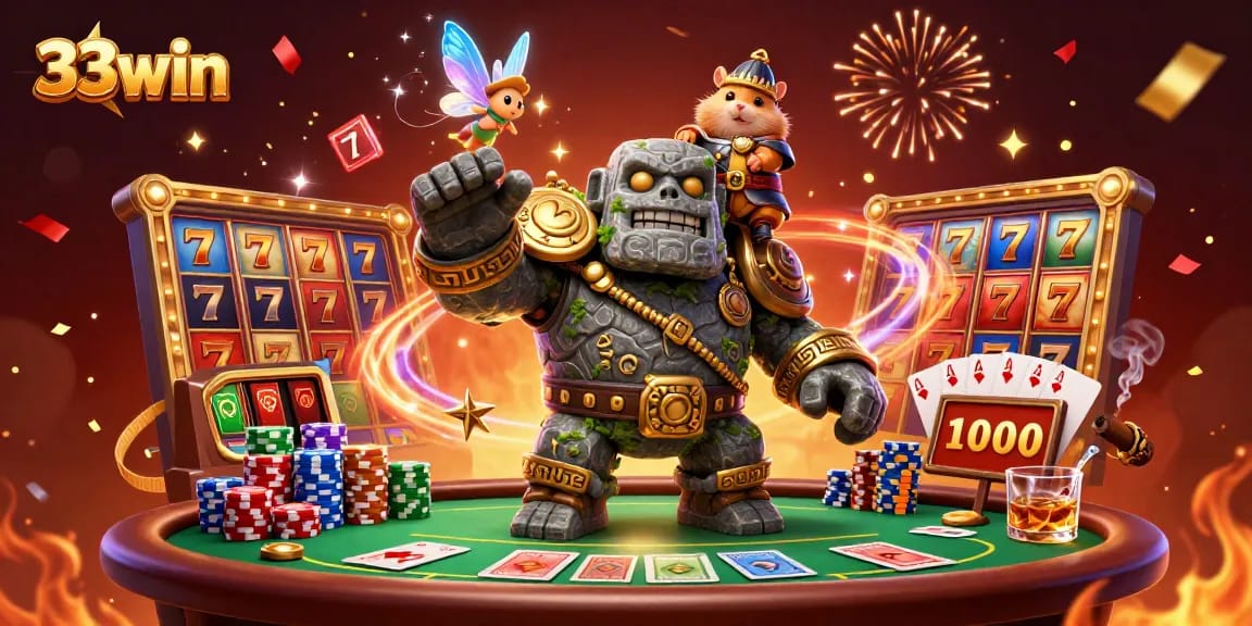 Experience the magic at 33win with a vibrant scene of casino gaming excitement and adventure.