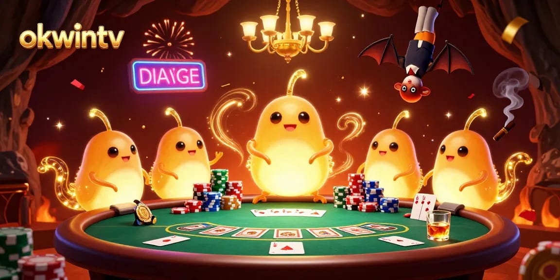Experience bright moments with okwintv as glowworms illuminate a lively casino scene.
