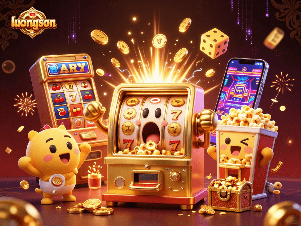Experience the excitement of luongson with vibrant, animated slot machines celebrating a big jackpot!