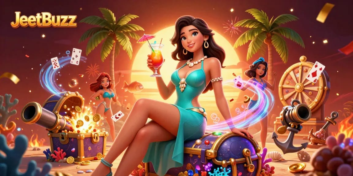 Experience the thrill of JeetBuzz with vibrant casino gaming elements and engaging characters.