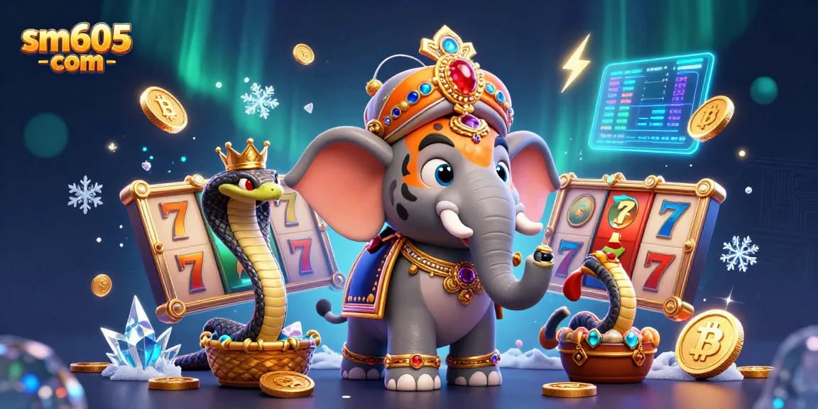 Rasakan aksi slot yang mendebarkan di sm605 com dengan harimau dan gajah kartun yang megah di latar yang eksotis.