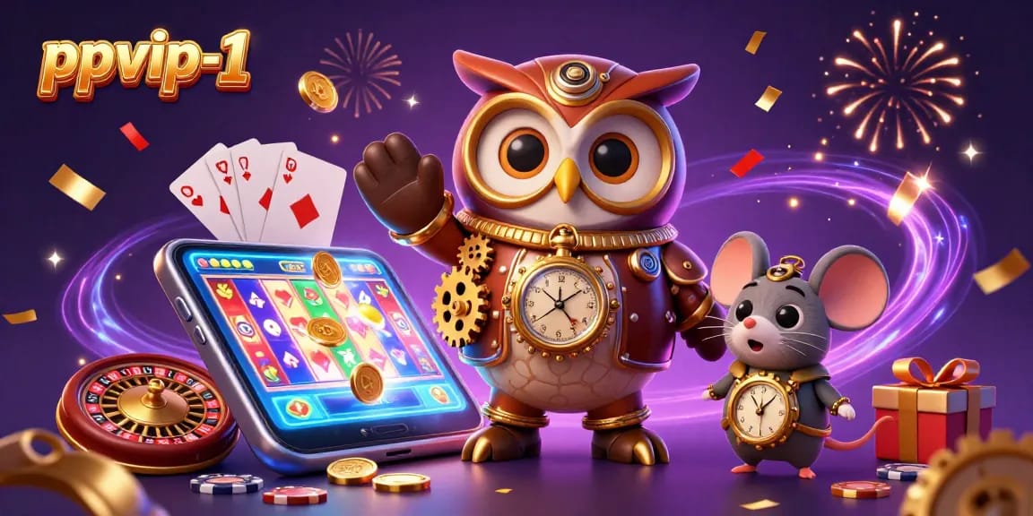 Engage exciting gameplay with ppvip-1 as cartoon characters explore a vibrant casino scene.