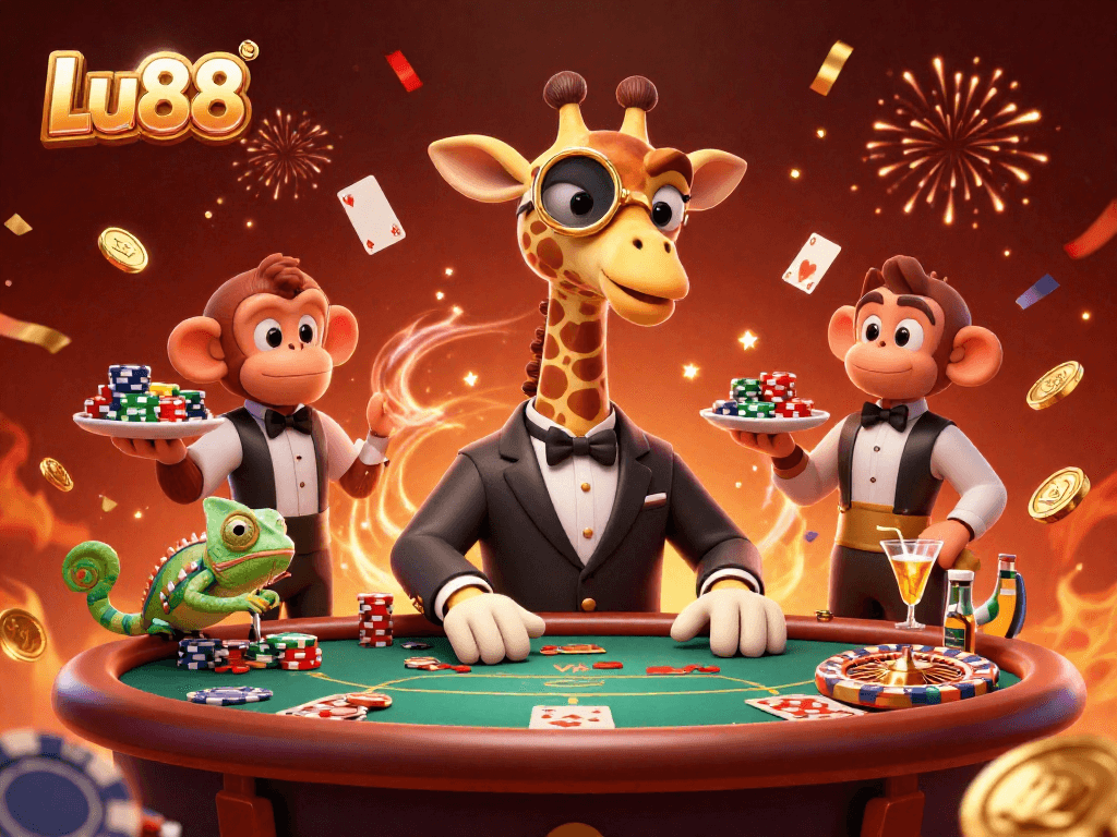Experience thrilling gameplay at Lu88 with a high-roller giraffe and exciting casino action.