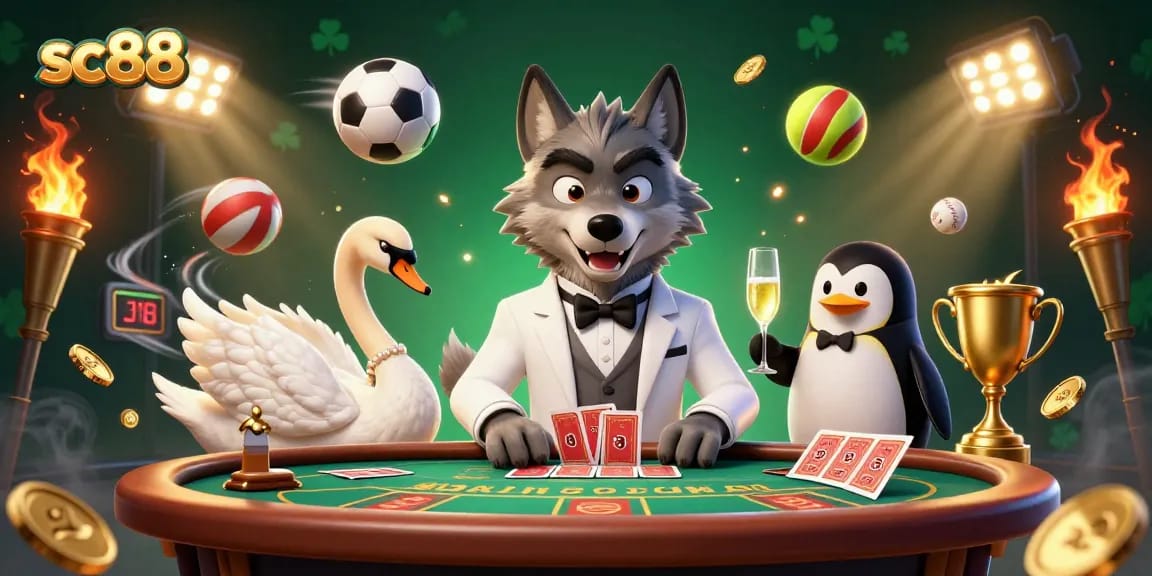 Join the excitement with sc88 as interactive characters partake in a vibrant casino scene.