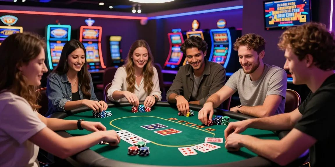 Exciting credit card casino scene at https://chps.org.uk showcasing players enjoying a lively poker game with colorful chips and engaging atmosphere.