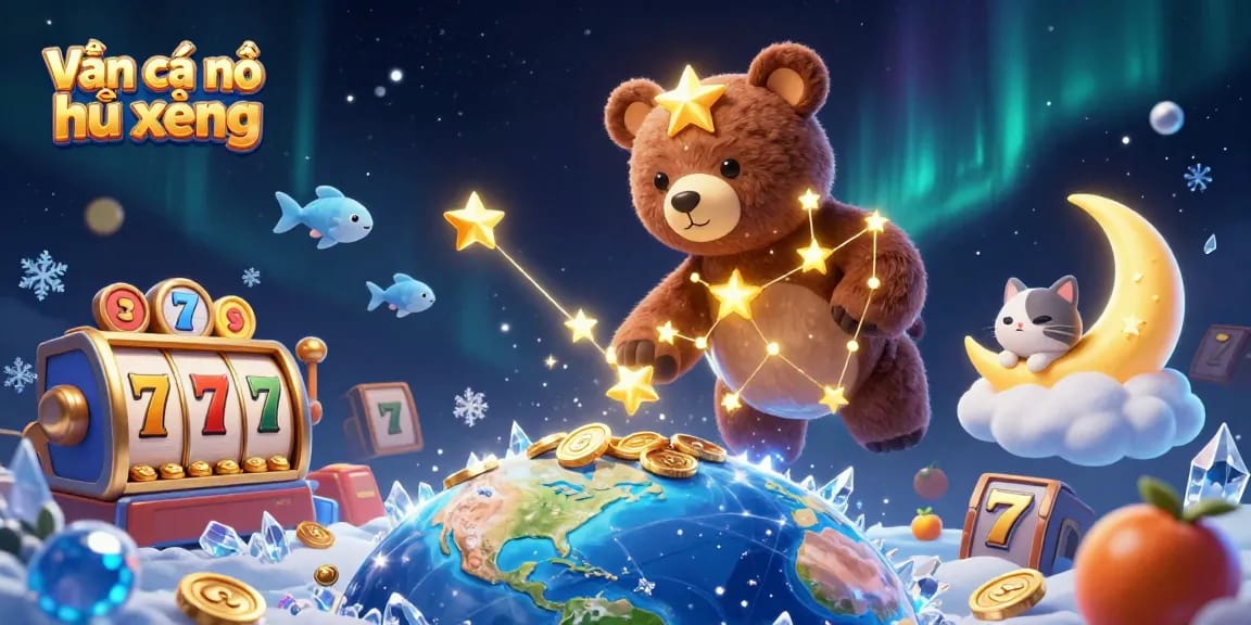 Experience thrilling gameplay in Bạn cá nổ hũ xèng as the constellation bear interacts with vibrant casino elements.
