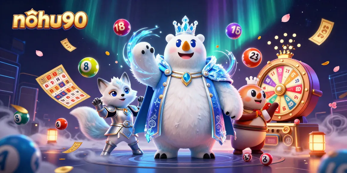 Engage in thrilling gaming with nohu90's vibrant 3D illustration showcasing online casino fun.