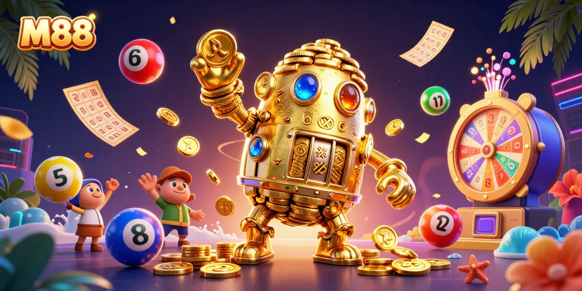 M88 transforms betting energy with colorful lottery elements and a vibrant casino atmosphere.