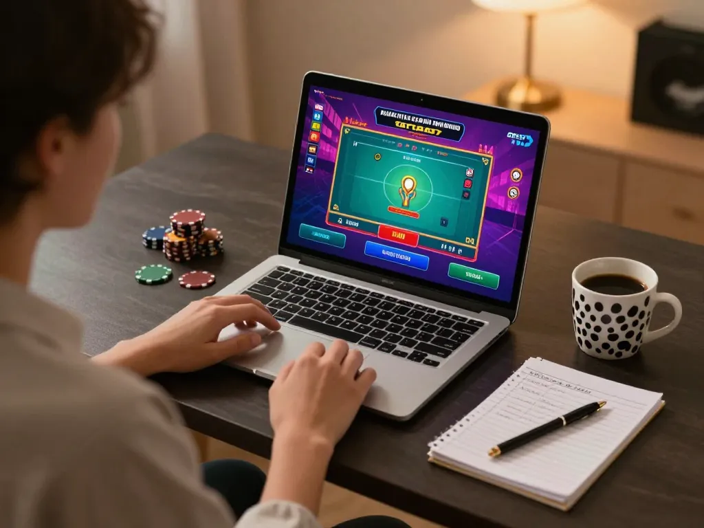 Engaging in net88 live dealer game on laptop while tracking strategy notes at home
