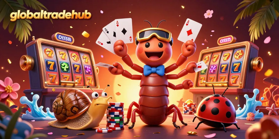 Experience the excitement at globaltradehub with a colorful illustration of a whimsical casino scene.