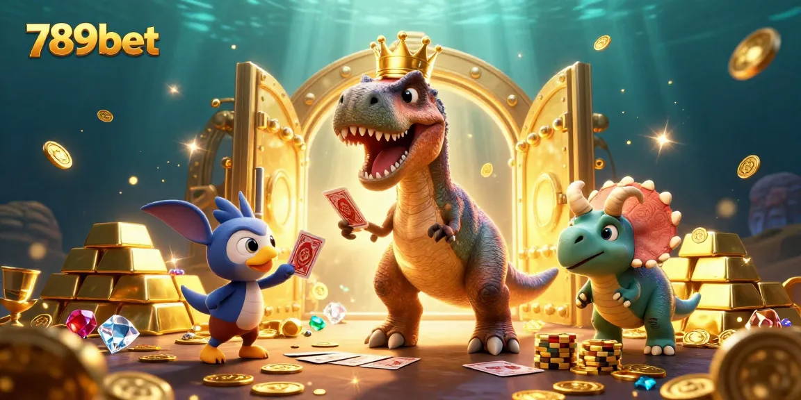 Experience the excitement of 789bet with friendly dinosaur characters and sparkling casino elements.