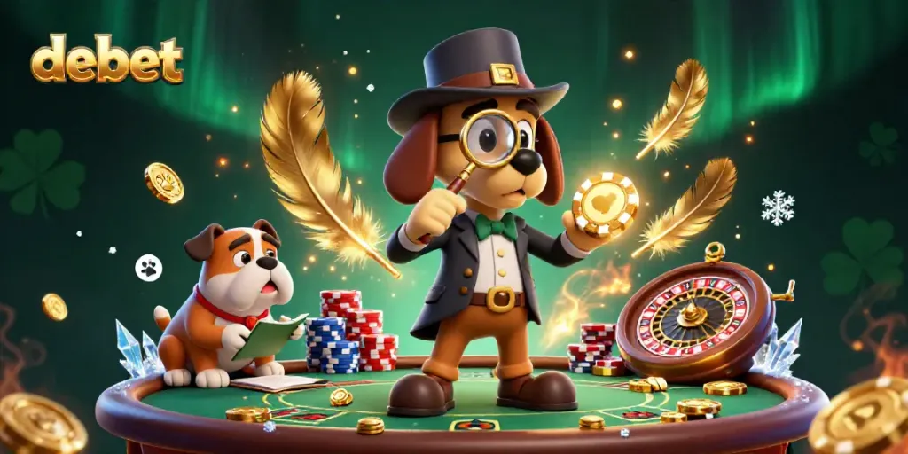 Explore the exciting poker scene at Debet with a detective bloodhound and his companion unraveling clues.