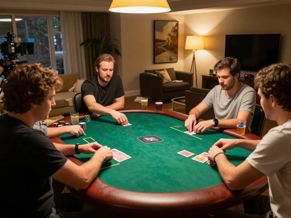 Engaged players enjoying poker at home for an exciting okwin gaming experience.