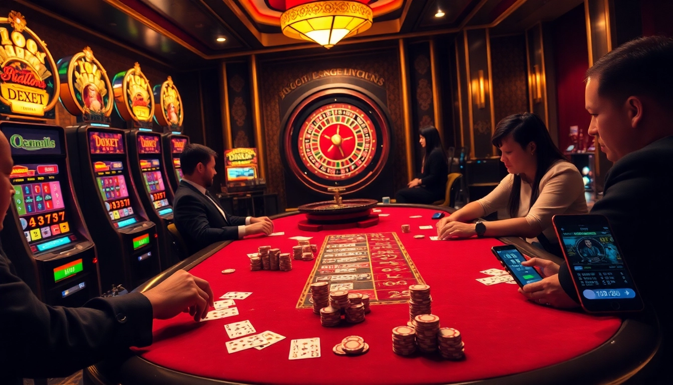 Players strategically betting at a lavish casino poker table, capturing the essence of Debet.