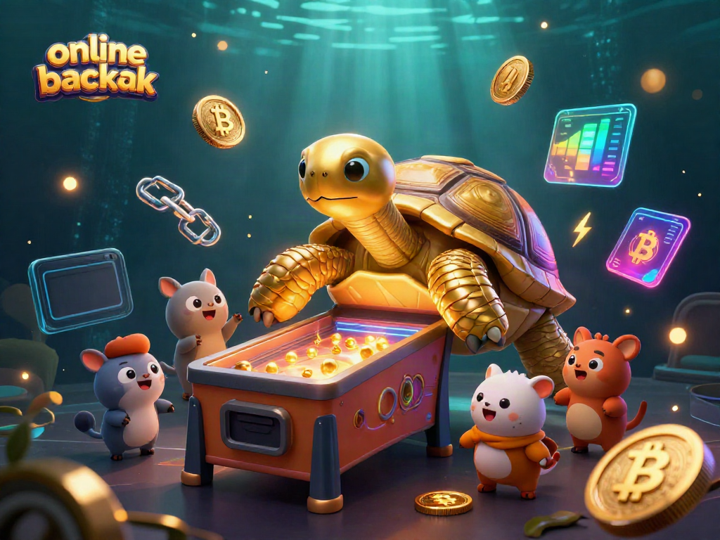 Experience thrilling online blackjack action with a colorful 3D casino illustration featuring a golden tortoise and vibrant game elements.
