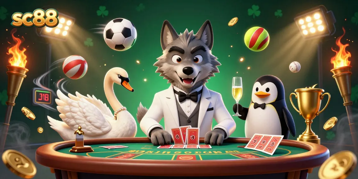 Join the excitement with sc88 as interactive characters partake in a vibrant casino scene.