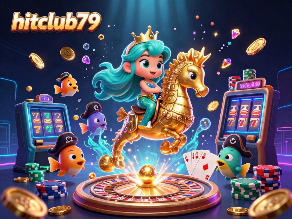 Experience the excitement of hitclub79 with a vibrant underwater casino scene featuring treasure and gaming elements.