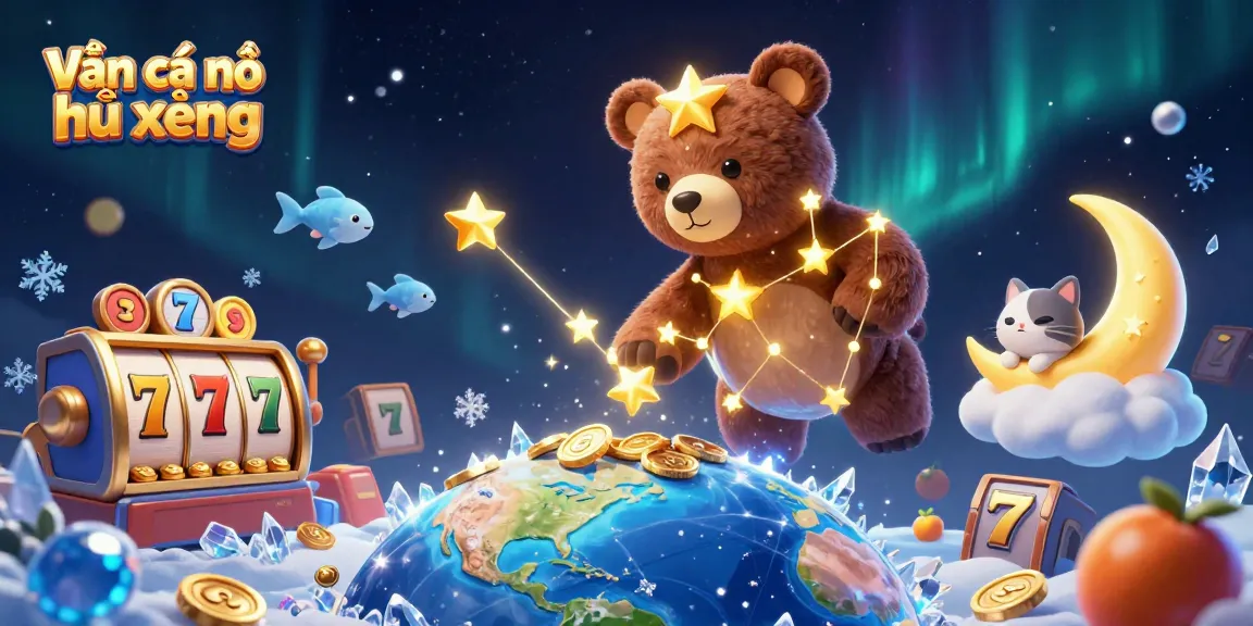 Experience thrilling gameplay in Bạn cá nổ hũ xèng as the constellation bear interacts with vibrant casino elements.