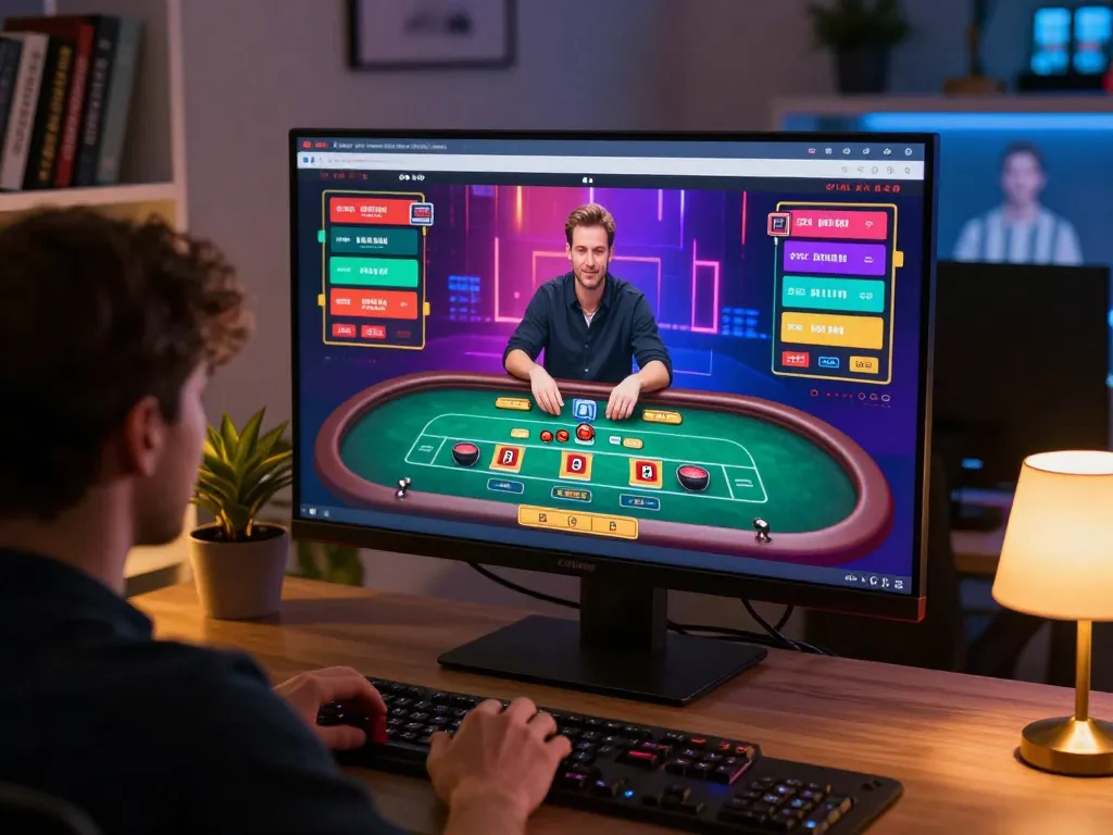 Player engaging in shbet live dealer blackjack in a modern home office setting