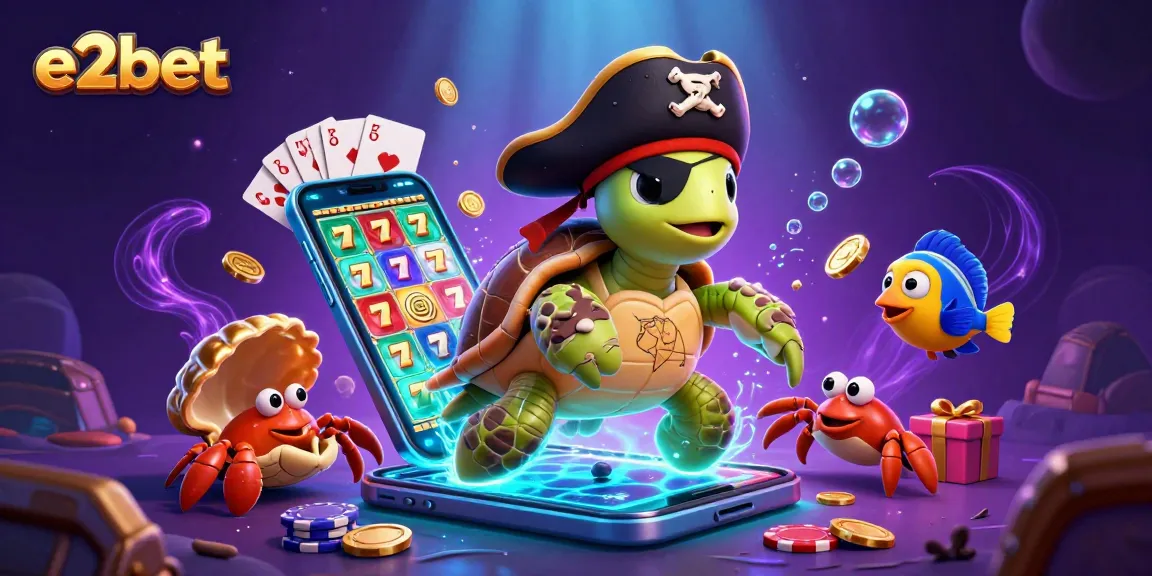 Experience vibrant gameplay with e2bet's cartoon pirate scene featuring exciting slot game elements.