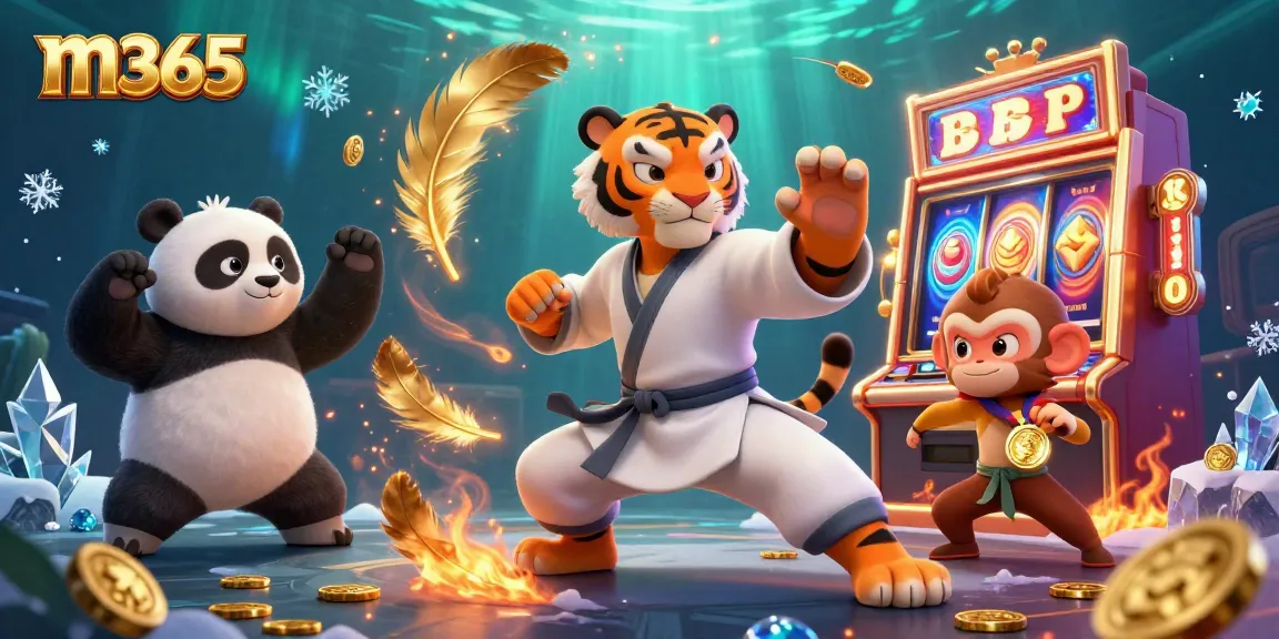 Experience thrilling wins with m365 in a vibrant casino atmosphere featuring animated characters and elements.