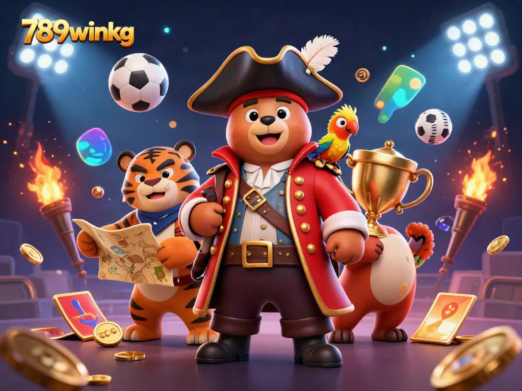 Experience the thrill of 789winkg with vibrant casino elements and playful characters in this dynamic scene.
