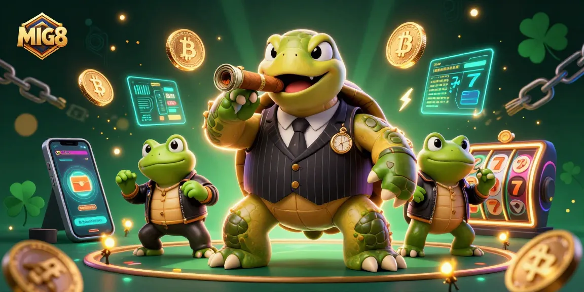 Watch MIG8's massive snapping turtle character light up the casino floor with vibrant scenes and rich details.