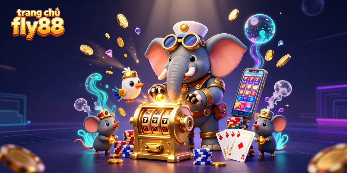 Engage with thrilling games at trang chủ fly88, featuring an exciting steampunk slot machine scene.