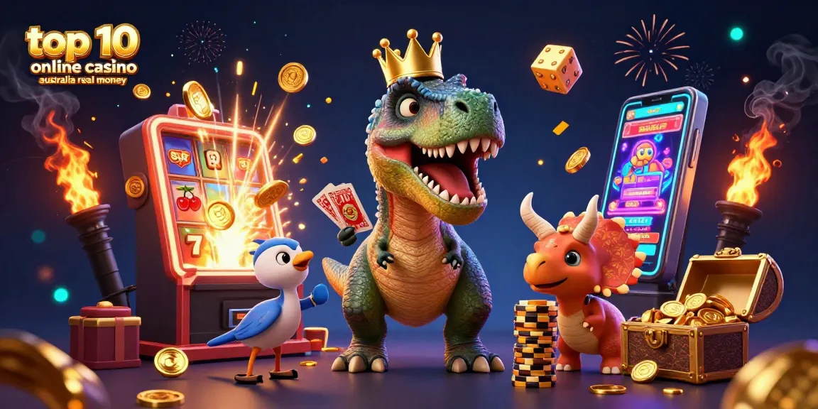 Engage with fun casino action showcasing top 10 online casino australia real money in vibrant illustration.