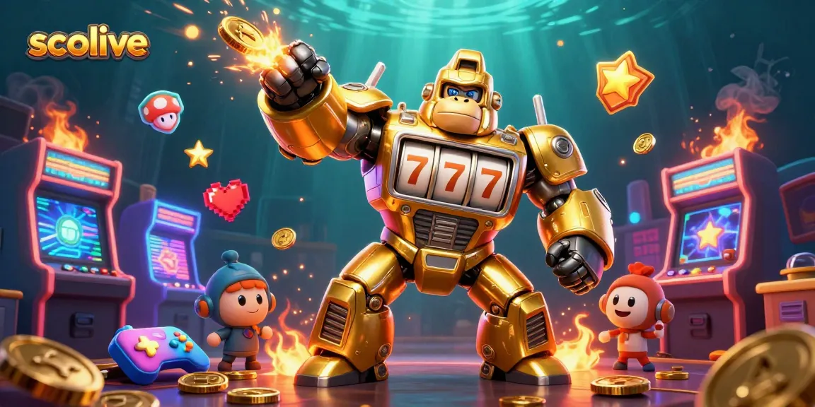 Socolive offers a dynamic viewing experience with an engaging scene of a golden gorilla mech and gaming elements.