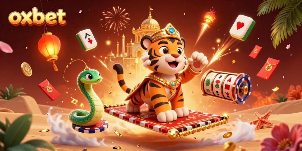Experience exhilarating gameplay at oxbet with a vibrant casino scene filled with slots and festive colors.