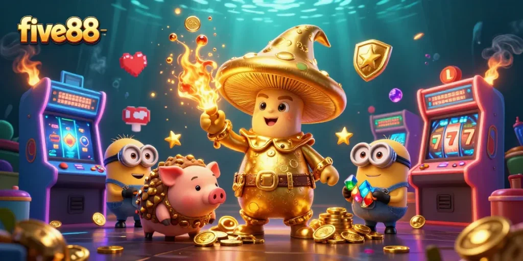 Join the golden adventure in five88 with magical characters and vibrant casino elements!